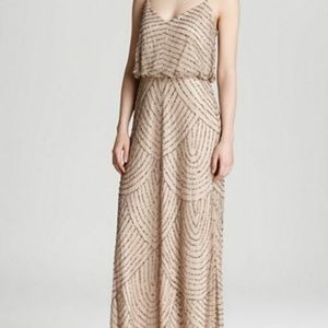 Adrianna Papell Art Deco Blouson Beaded Gown